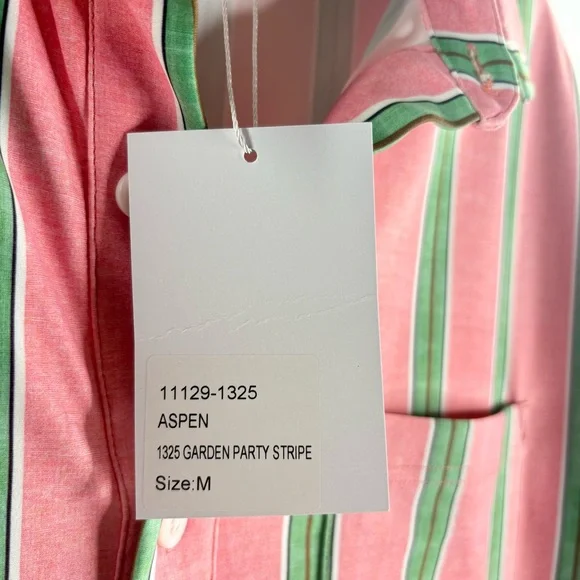 SMITH & QUINN Aspen Dress in Garden Party Stripe Pink Green Shirt Dress NWT $180 - Picture 6 of 6